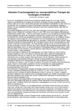 Aktueller Forschungsstand zur neuroprotektiven Therapie der Huntington-Krankheit - 2008